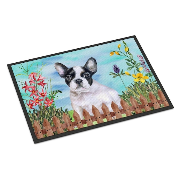 Carolines Treasures French Bulldog Black White Spring Indoor or Outdoor Mat - 24 x 36 in. CK1272JMAT - main